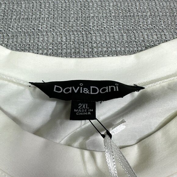 Davi & Dani Shirt Womens‎ 2XL Ivory Tulle Puff Sleeve Embroidered Fairy Feminine - Picture 2 of 9